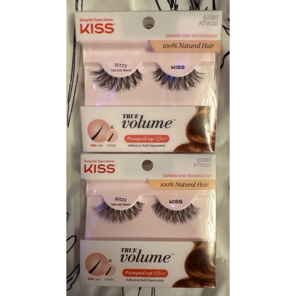 NEW KISS Pumped Up Effect True Volume Natural Black Lashes,‎ Ritzy, 2 Pairs